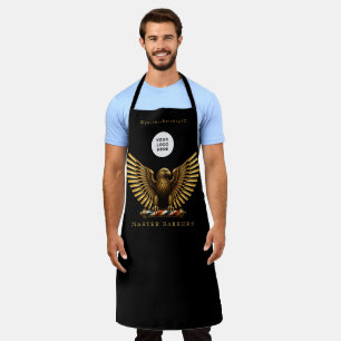 Elegant Barber Shop Golden Eagle Logo Staff Apron