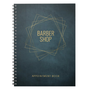 Elegant barber shop navy gold elegant notebook