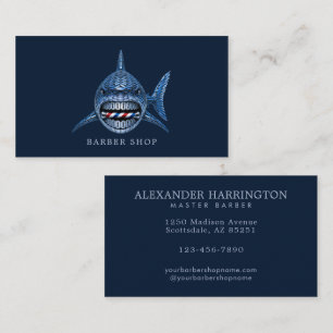 Elegant Barber Shop Steel Shark Barber Pole  Business Card