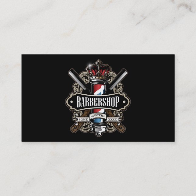 Elegant Barbershop Business Card Personalise (Front)