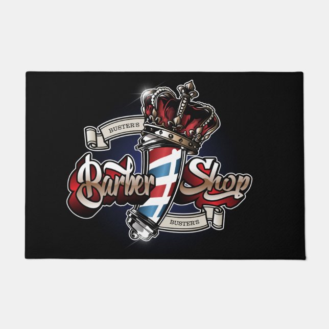 Elegant Barbershop Crown  Doormat (Front)