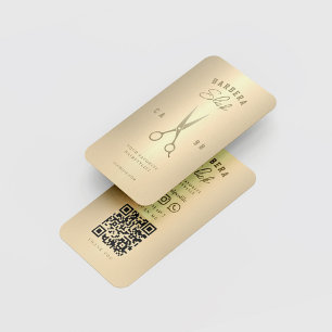 Elegant Barbershop Hairstylist Gold Scissors Business Card