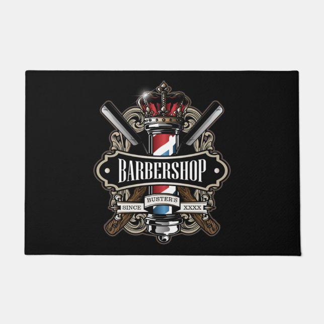 Elegant Barbershop Logo Personalise  24" x 36" Doormat (Front)