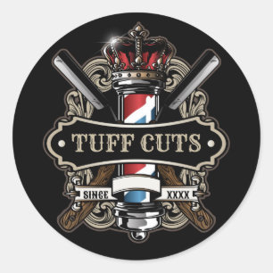 Elegant Barbershop Logo Personalise 2 Classic Round Sticker