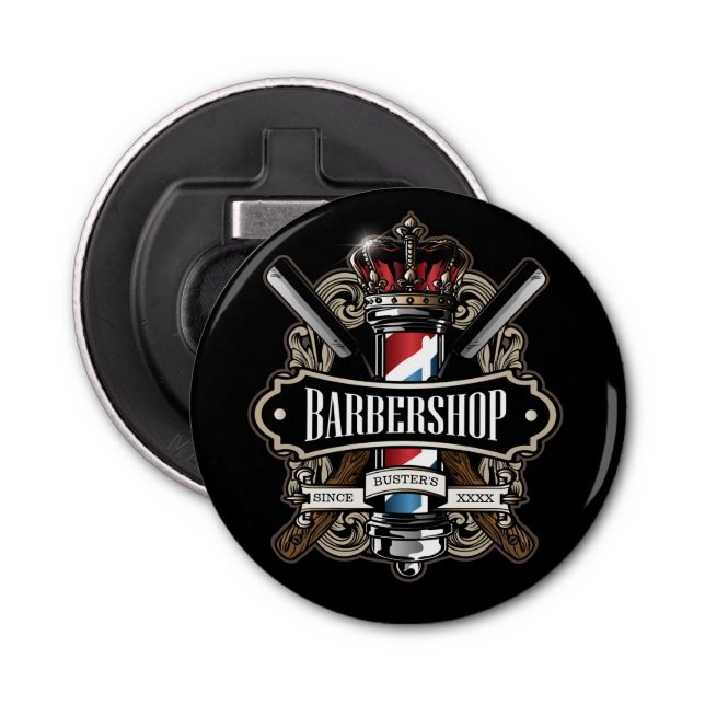 Elegant Barbershop Personalise Bottle Opener (Front)