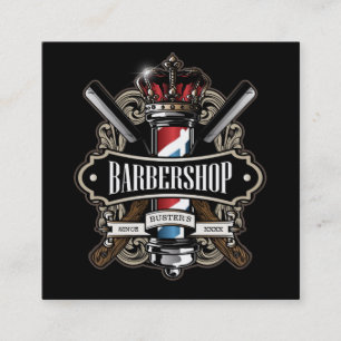 Elegant Barbershop Square Personalise Business Card