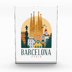Elegant Barcelona Spain Skyline Photo Block