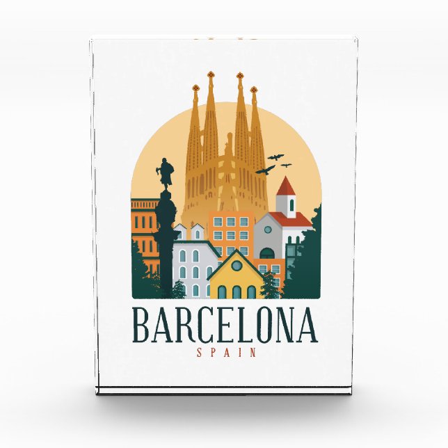 Elegant Barcelona Spain Skyline  Photo Block (Front)
