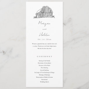 Elegant Barn Black and White Rustic Wedding Programme