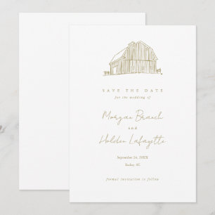 Elegant Barn Gold Rustic Wedding Save The Date