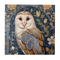 Elegant Barn Owl William Morris Inspired Floral