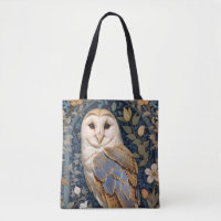 Elegant Barn Owl William Morris Inspired Floral