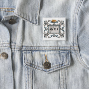 Elegant Baroque Baby Boy Shower 15 Cm Square Badge