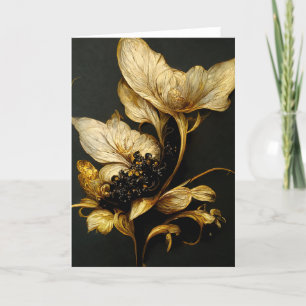 Elegant Baroque Black & Gold Floral Note Card