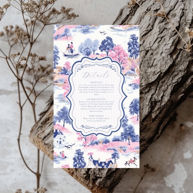 Elegant Baroque Blue French Garden Floral Wedding Enclosure Card (Creator Uploaded)