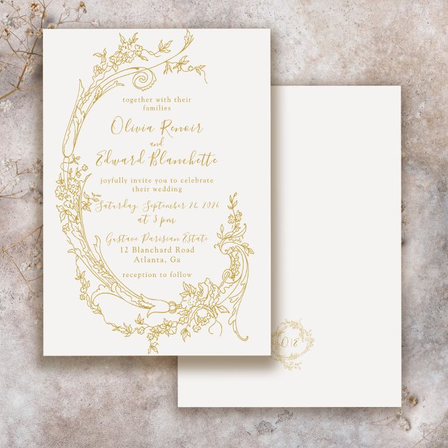 Elegant Baroque Chinoiserie Vintage Gold Wedding Invitation (Creator Uploaded)