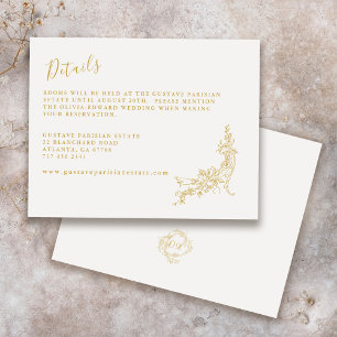 Elegant Baroque Chinoiserie Vintage Wedding Detail Enclosure Card