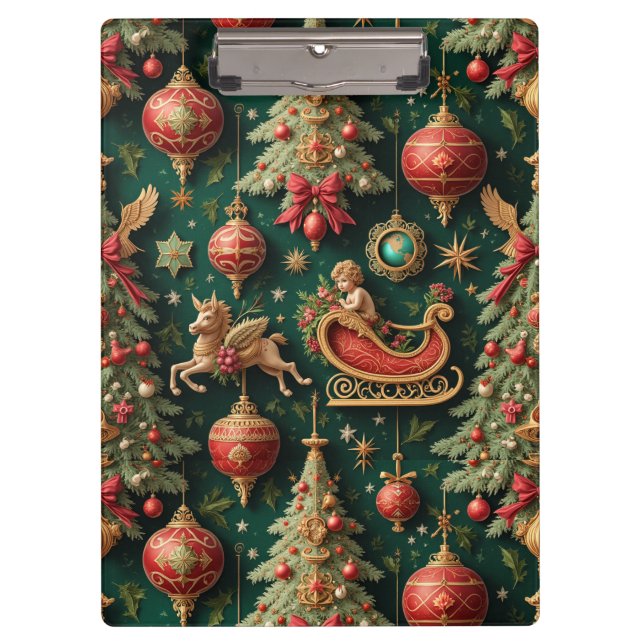 Elegant Baroque Christmas Clipboard (Front)