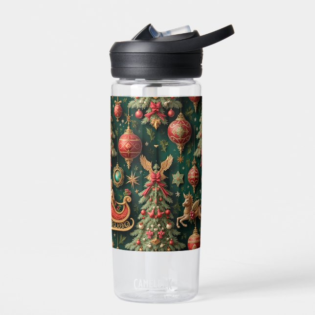 Elegant Baroque Christmas Water Bottle (Left)