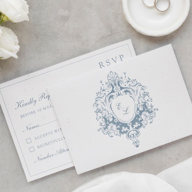 Elegant Baroque Crest Wedding RSVP Card (Creator Uploaded)
