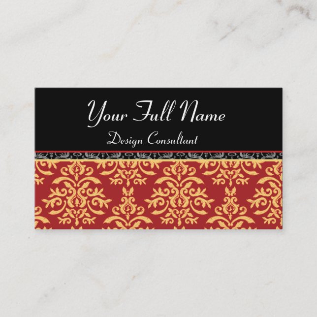 Elegant Baroque Damask Designer Business Cards (Front)