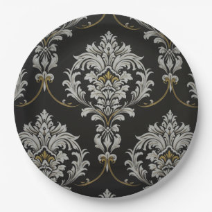 Elegant Baroque Damask Paper Plate