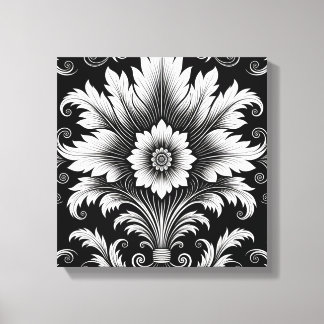 Elegant Baroque Floral Pattern-Black & White decor