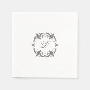 Elegant Baroque Frame with Your Monogram Initial Napkin