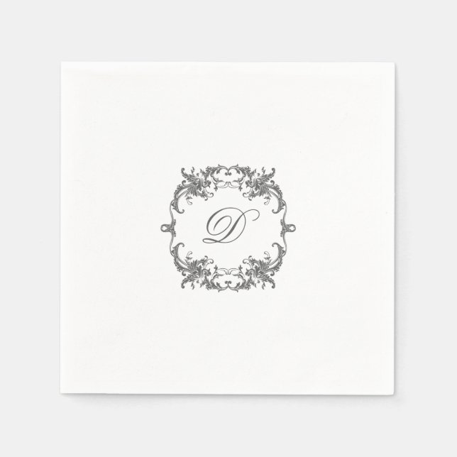 Elegant Baroque Frame with Your Monogram Initial Napkin (Front)