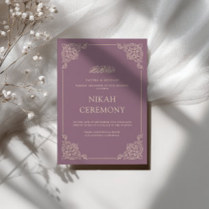 Elegant Baroque Gold Dusty Purple Nikah Ceremony Invitation