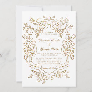 Elegant Baroque Gold Ornate Frame Wedding Invitation