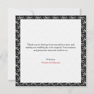 Elegant Baroque Gothic Wedding Thank You Card