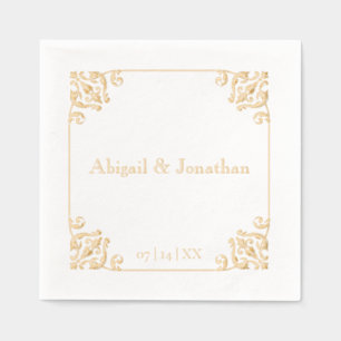 Elegant Baroque Luxury Ornate Gilded Wedding Foil Napkins