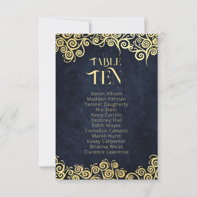 Elegant Baroque Navy And Gold Classy Chic Wedding  Invitation (Front)