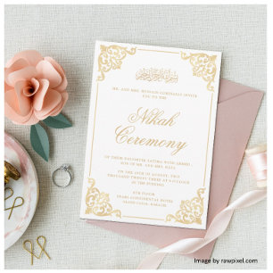 Elegant Baroque Nikah Islamic Muslim Wedding Invitation