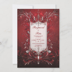 Elegant Baroque Red Wedding Invitation
