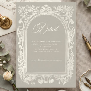 Elegant Baroque Vintage Neutral Tan Ivory Wedding Enclosure Card