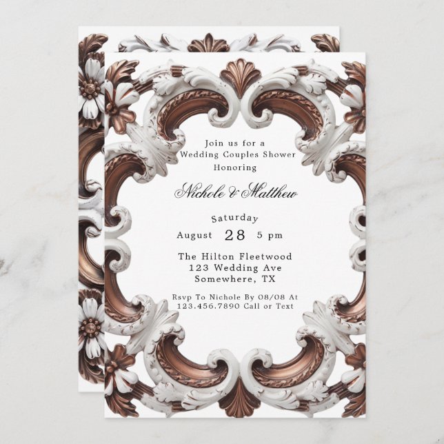 Elegant Baroque Wedding Couples Shower Invitation (Front/Back)
