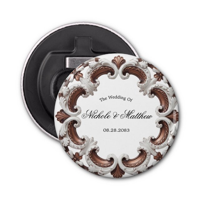 Elegant Baroque Wedding Favour Bottle Opener (Front)