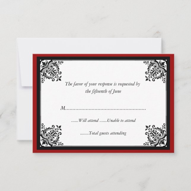 Elegant Baroque Wedding Response Card (Front)