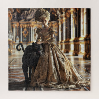 Elegant Baroque Woman with Black Pantha Jigsaw Puzzle