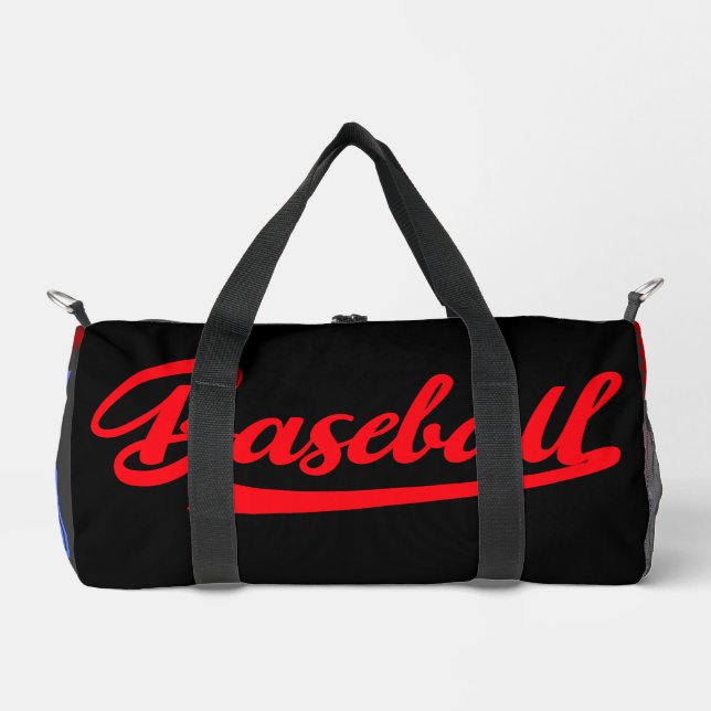 Elegant baseball Modern Black red and purple Duffle Bag (Front)