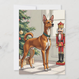 Elegant Basenji Dog Nutcracker Modern Christmas Holiday Card