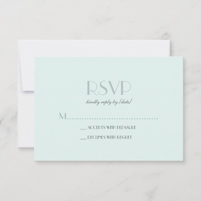 Elegant Basic Seam Foam Green RSVP Card (Front)