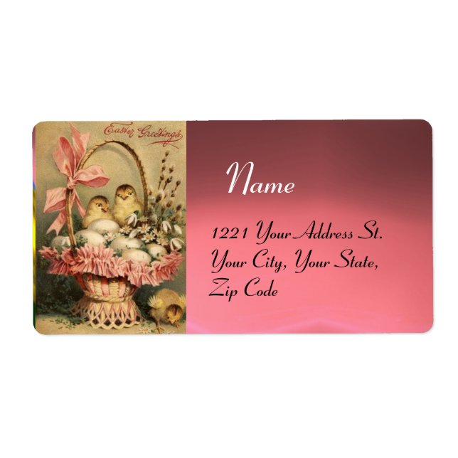 ELEGANT BASKET ,CHICKENS,FLOWERS AND EASTER EGGS (Front)