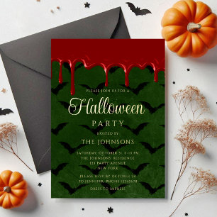 Elegant Bat Blood Dripping Halloween Gold