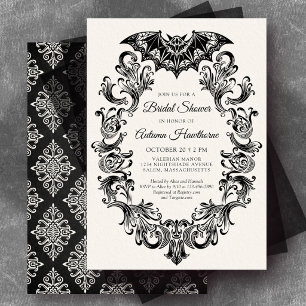 Elegant Bat Halloween Bridal Shower Invitation