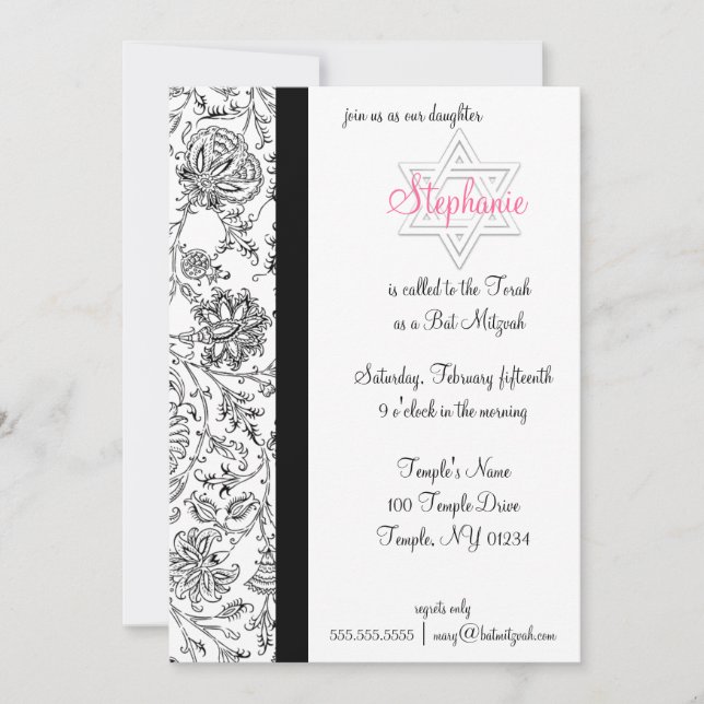Elegant Bat Mitzvah Invitations (Front)