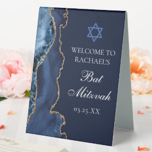 Elegant Bat Mitzvah Party Navy Blue Gold