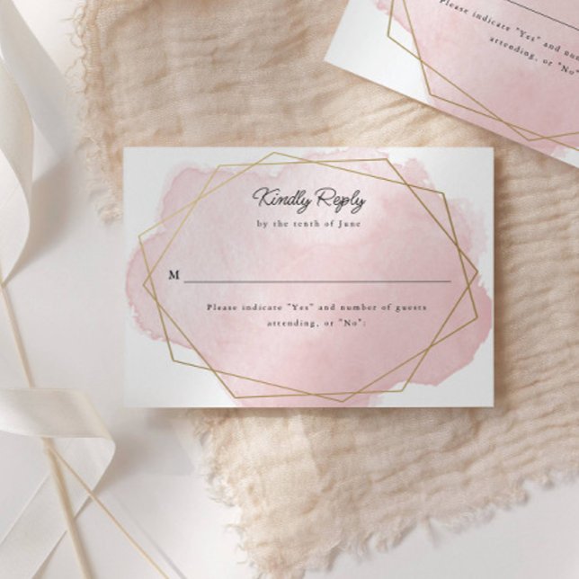 Elegant Bat Mitzvah Pink Watercolor Reply Card (Creator Uploaded)